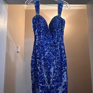 Elegant Blue Sequin Dress